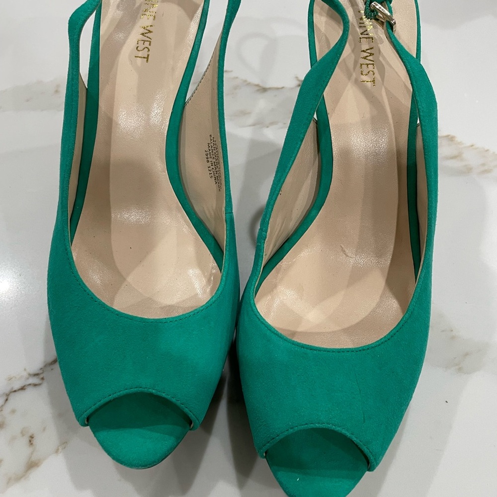 Turquoise Platform Sling Back